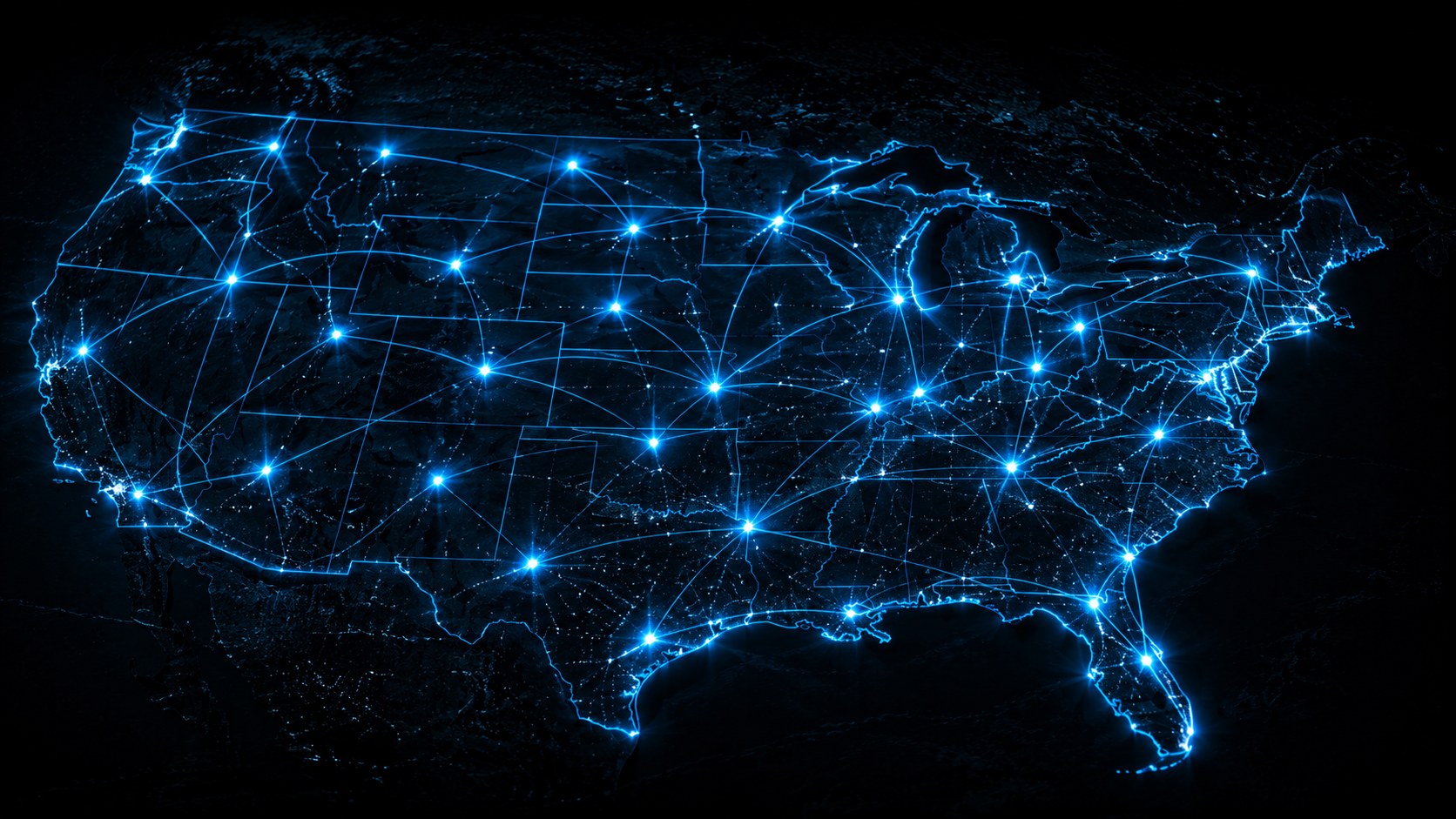 Glowing map of the United States showing every jurisdiction the fleet operates in